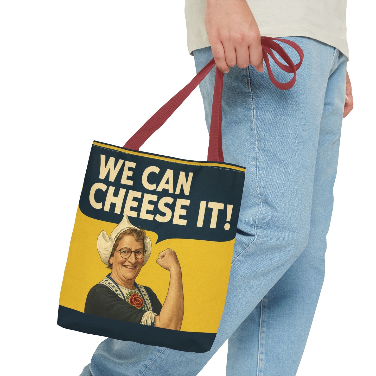 We Can Cheese It! Tote Bag - Vintage Rosie-Style Grocery Shopper