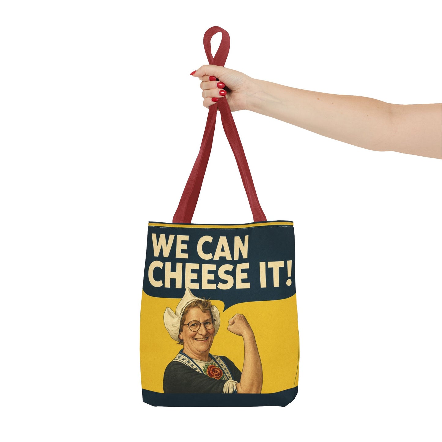We Can Cheese It! Tote Bag - Vintage Rosie-Style Grocery Shopper
