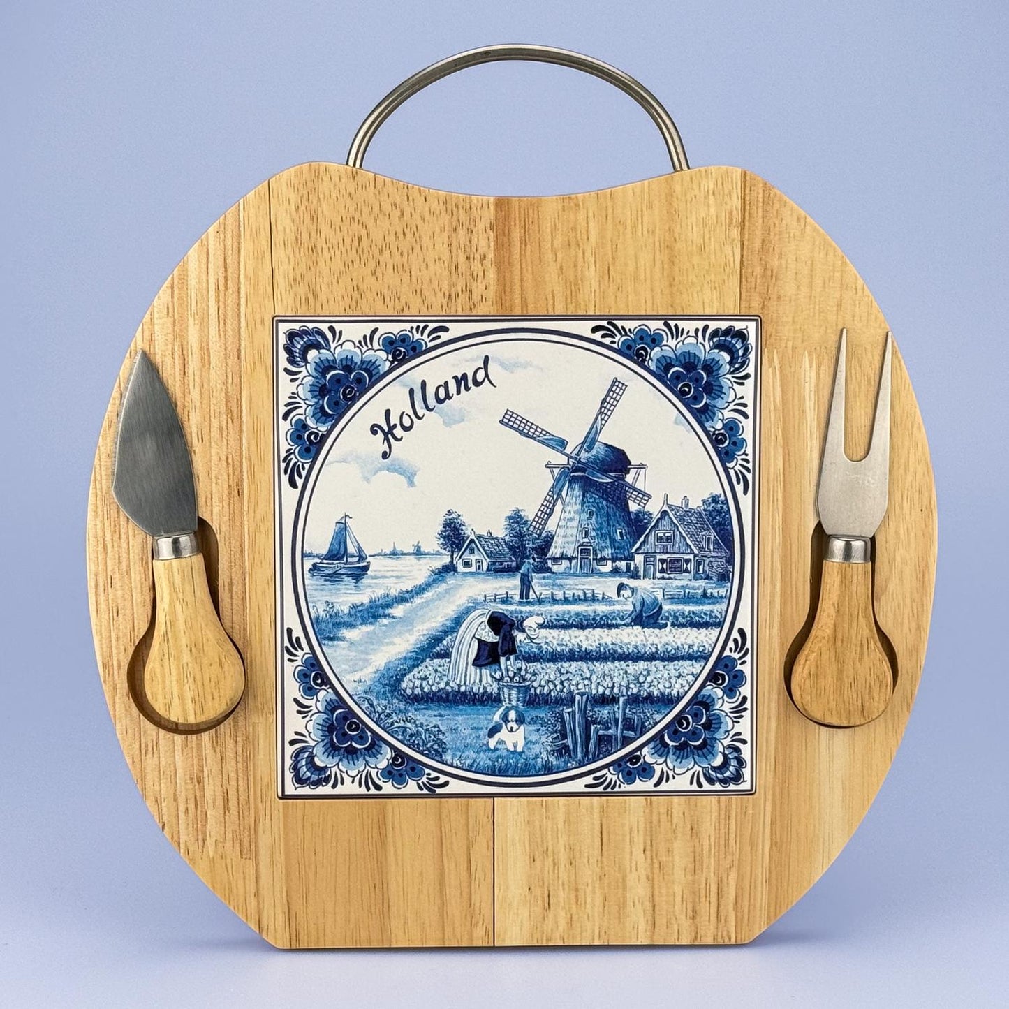 Cheese cutting board apple shape Delft tile