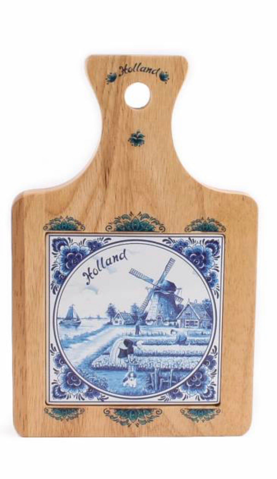 Cheese cutting board wood/Delft tile