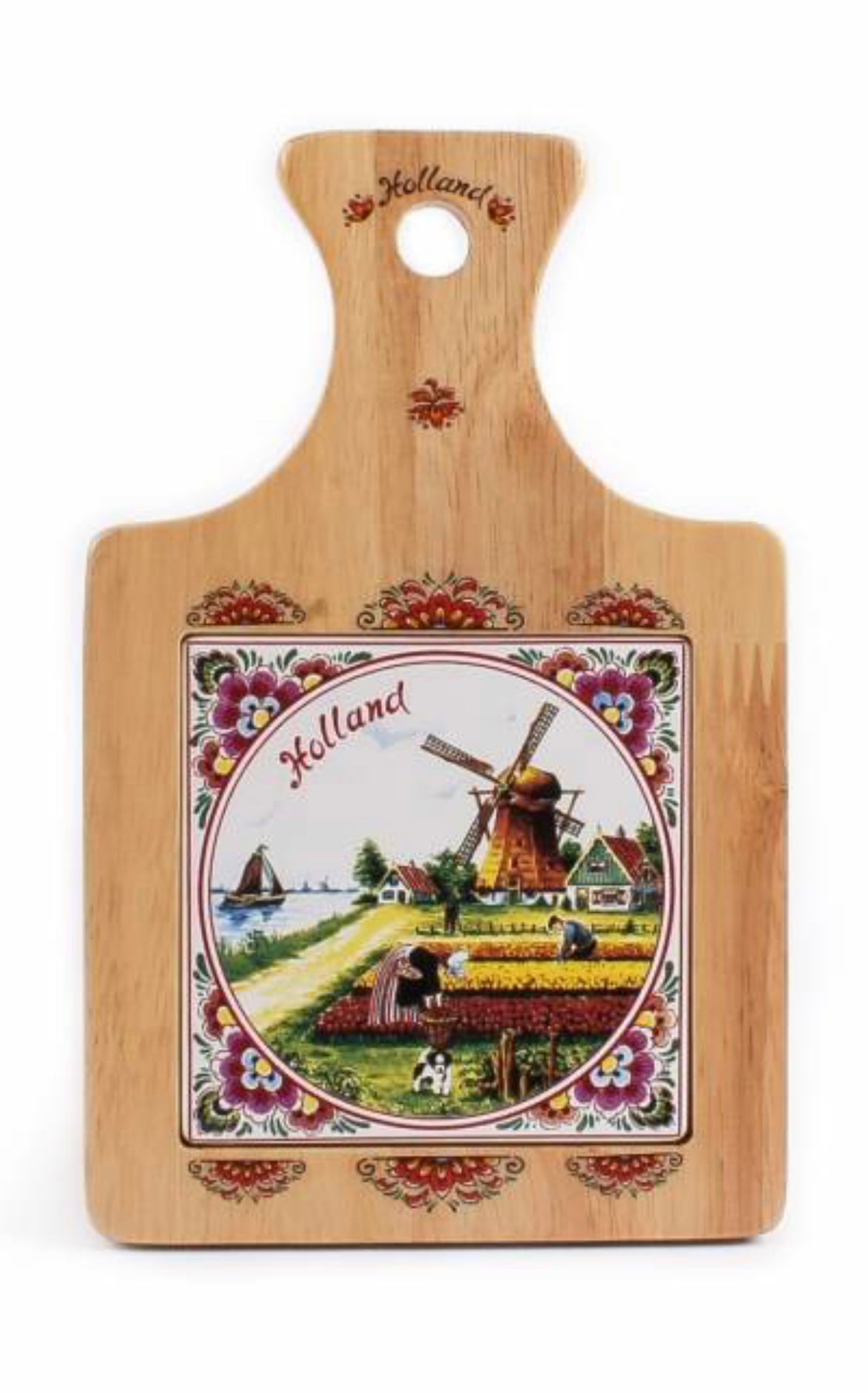 Cheese cutting board wood/Delft tile