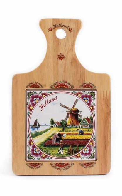 Cheese cutting board wood/Delft tile
